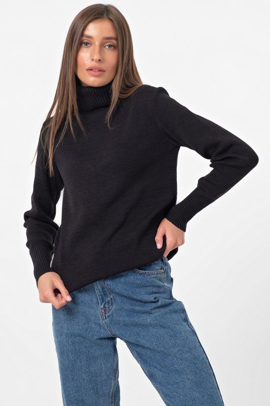 High neck knitted sweater black