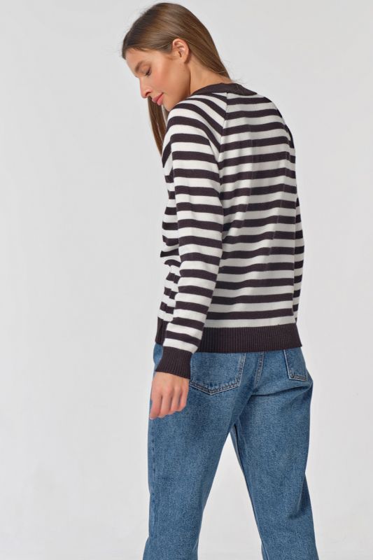 Free striped knitted sweater black and white