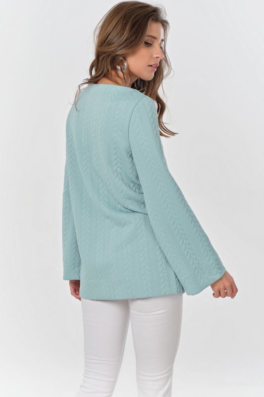 Long sleeve loose knitted tunic in mint color