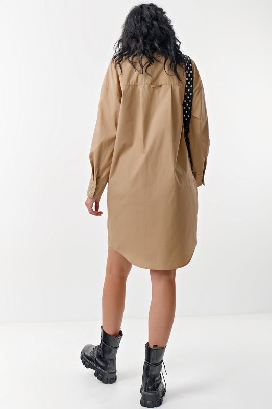 Cotton Shirt Dress Shirt Beige