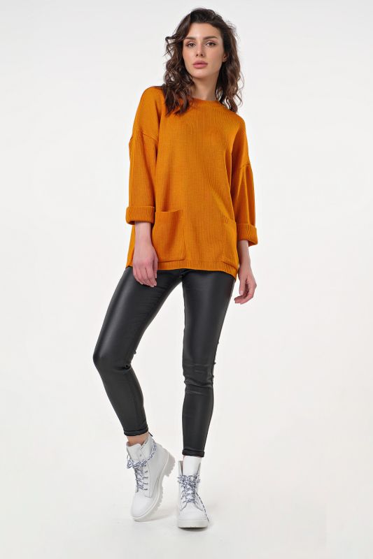 Knitted loose orange sweater