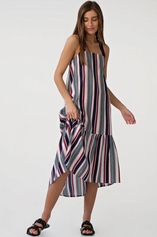 Summer striped summer dress on white