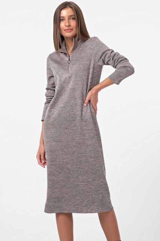 Warm dress with long sleeves gray-pink melange