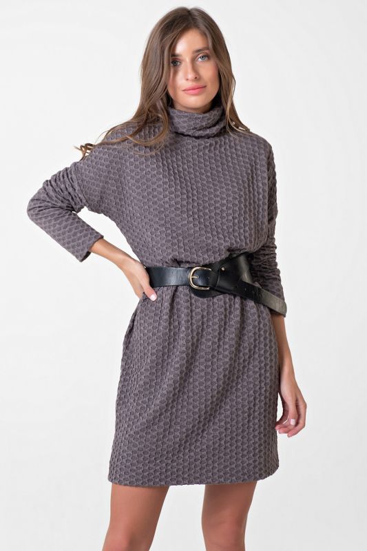 Short textured jersey dress light brown