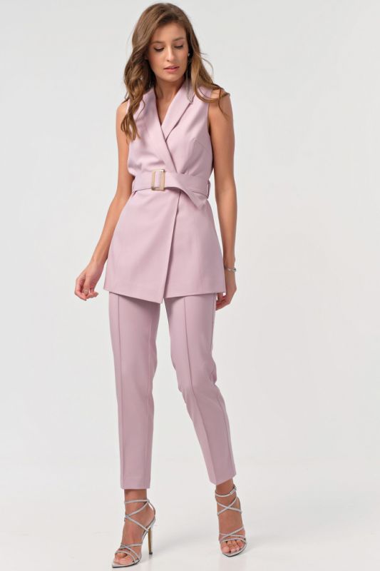 Office pants suit with vest smoky pink