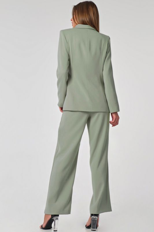 Business summer suit with wide pants gray-green