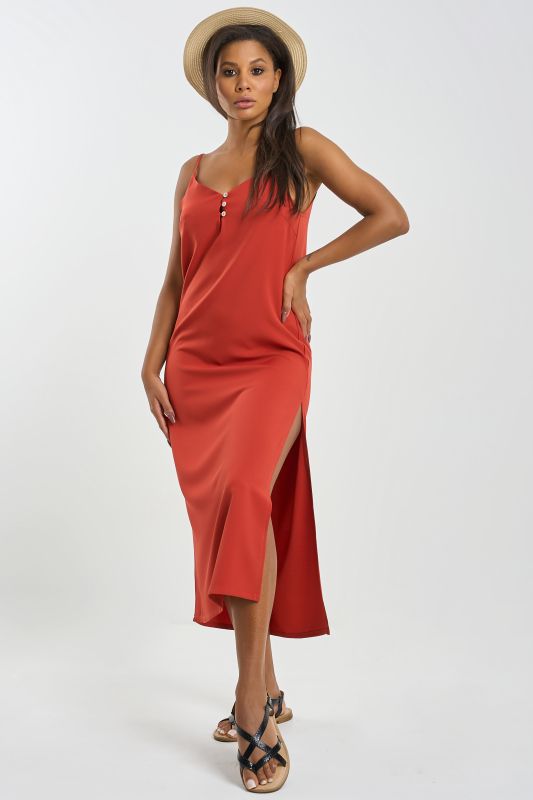 Terracotta high-cut combination dress