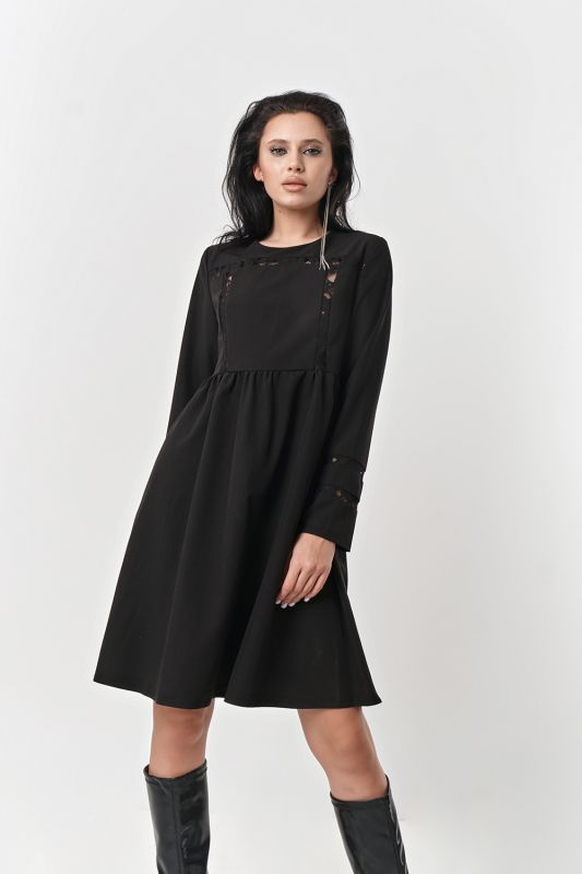 Casual loose long sleeve dress black