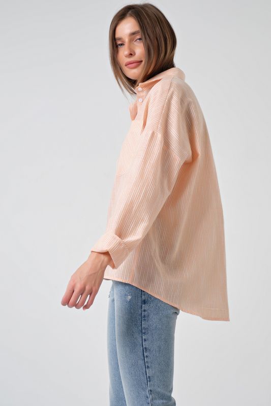 Striped Cotton Summer Oversize Shirt on Peach