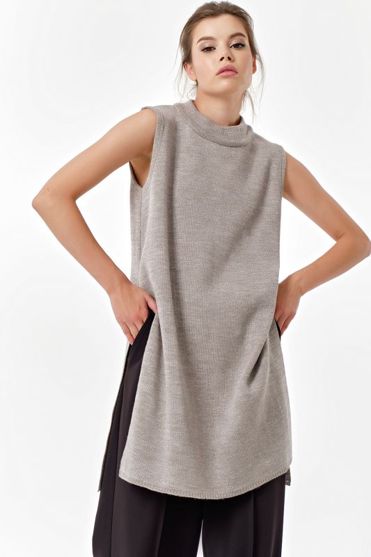 Dress-tunic of free silhouette melange light gray