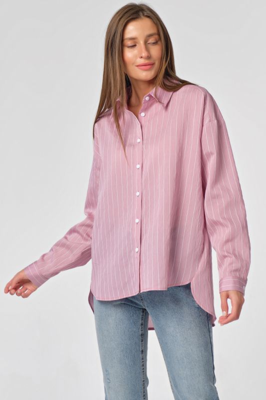 Long striped oversize shirt on mauve