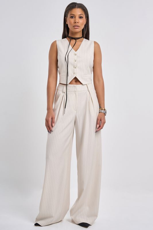 Milk striped suit vest