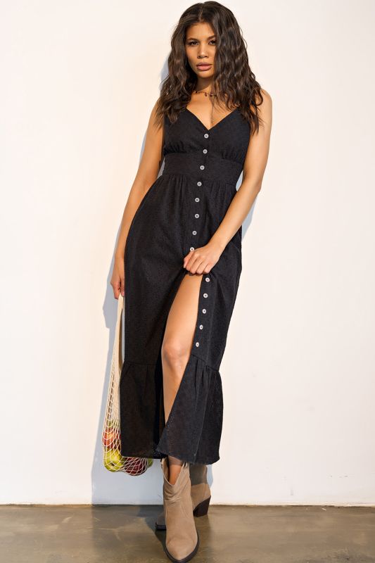 Cotton lace summer sundress black