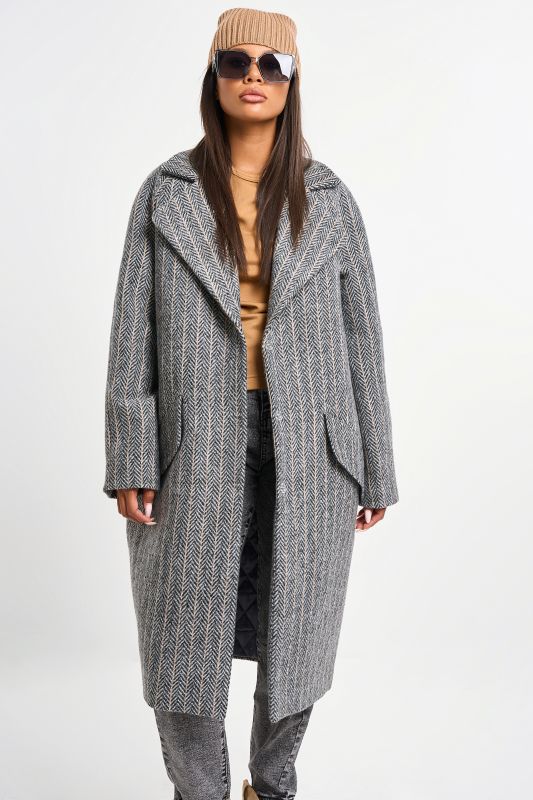 Long coat made of wool with insulated lining gray