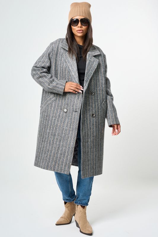 Coat semi-wool straight silhouette with insulated lining gray