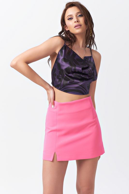 Purple ONE SIZE satin strappy cropped top