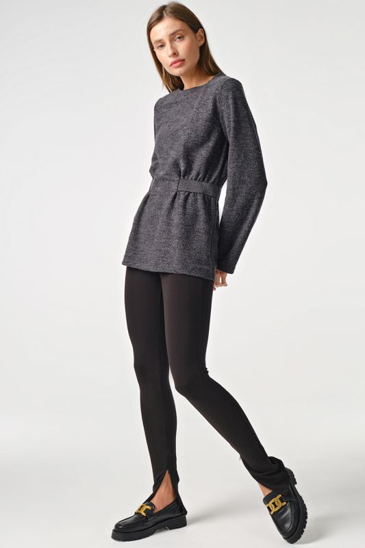 Long fitted knitted sweater gray