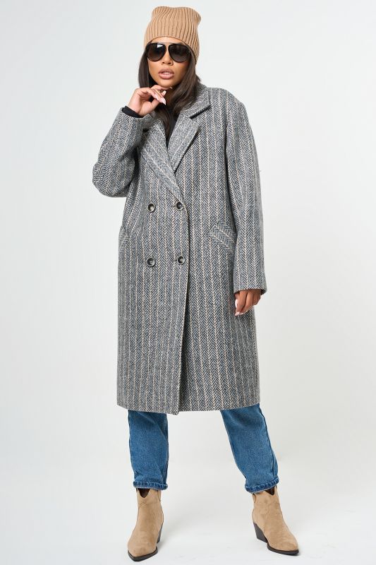 Coat semi-wool straight silhouette with insulated lining gray