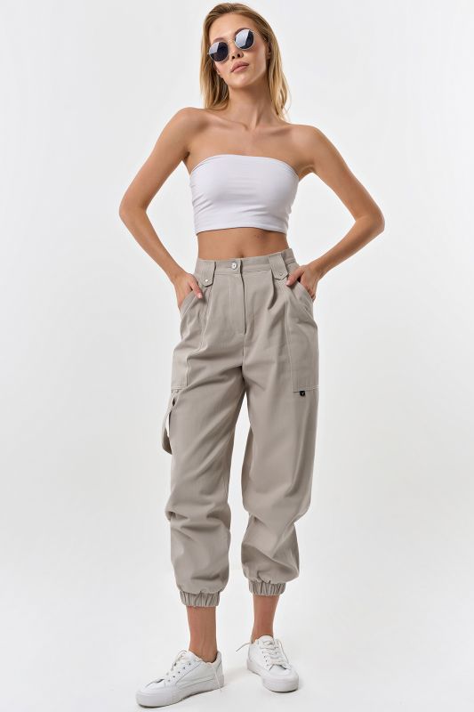 Light gray cotton cargo pants