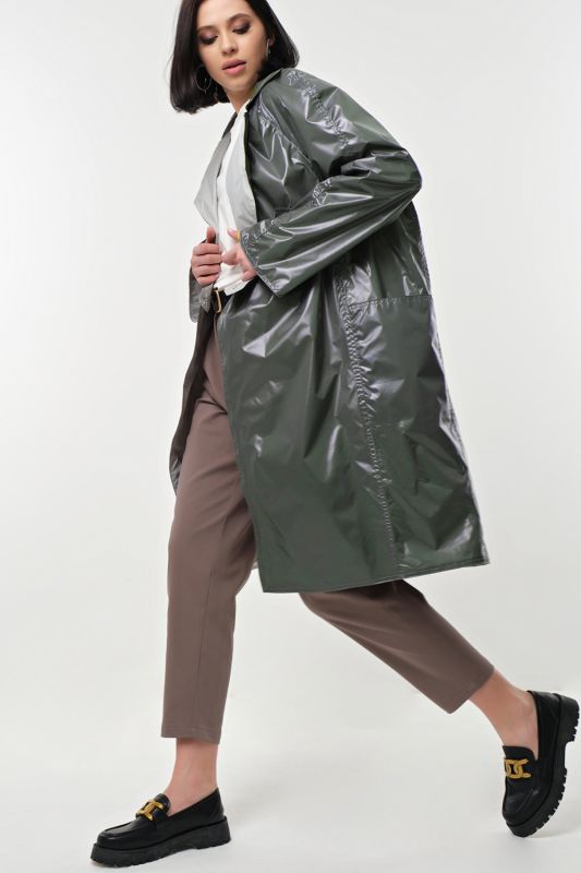 Waterproof raincoat with contrast lining Wormwood