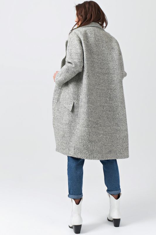 Grey Melange Long Wool Oversize Coat