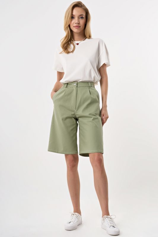 Light Green Denim Bermuda Shorts