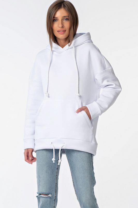 Warm fleece hooded over-size hoodie white