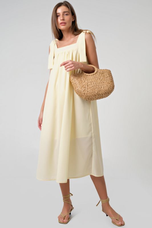 Pale yellow strappy midi dress