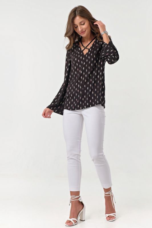 Free chiffon blouse with print on black