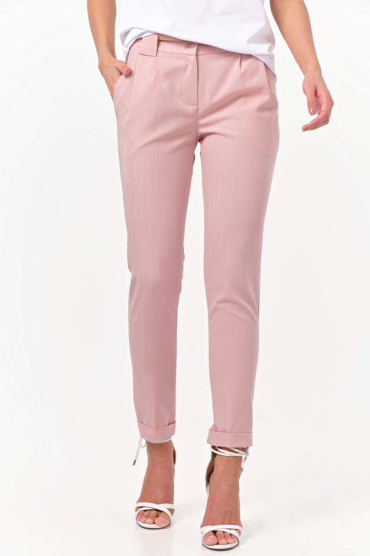 Summer slim pants for office pink