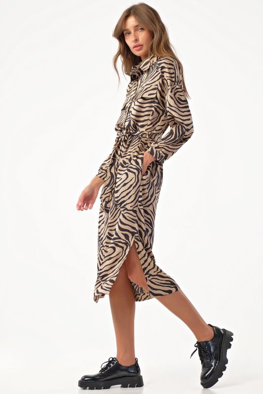 Midi shirt dress with leopard belt