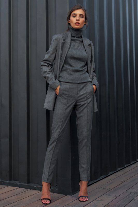 Tapered pants for office dark gray