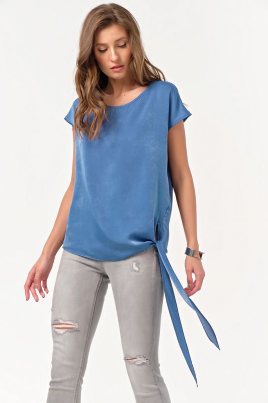 Short Sleeve Summer Blouse Blue