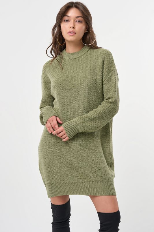 Knitted short wool dress olive