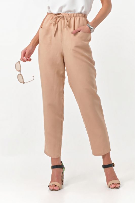 Cotton summer pants beige slim-fit summer pants