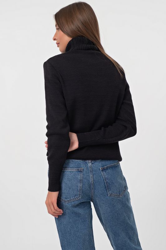 High neck knitted sweater black