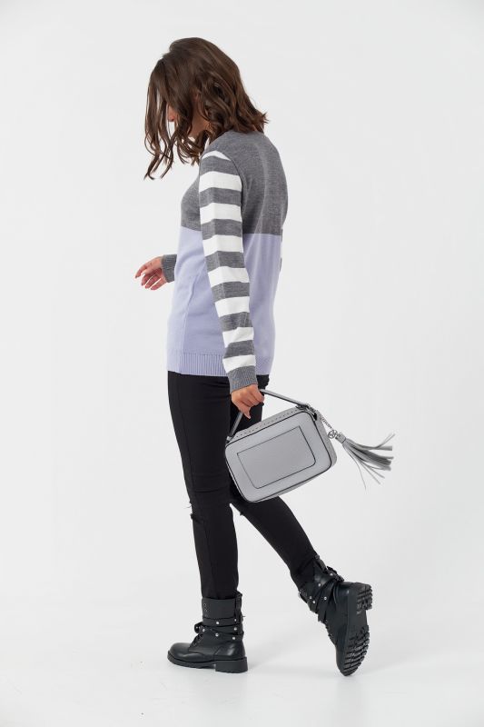 Classic striped knitted sweater lilac