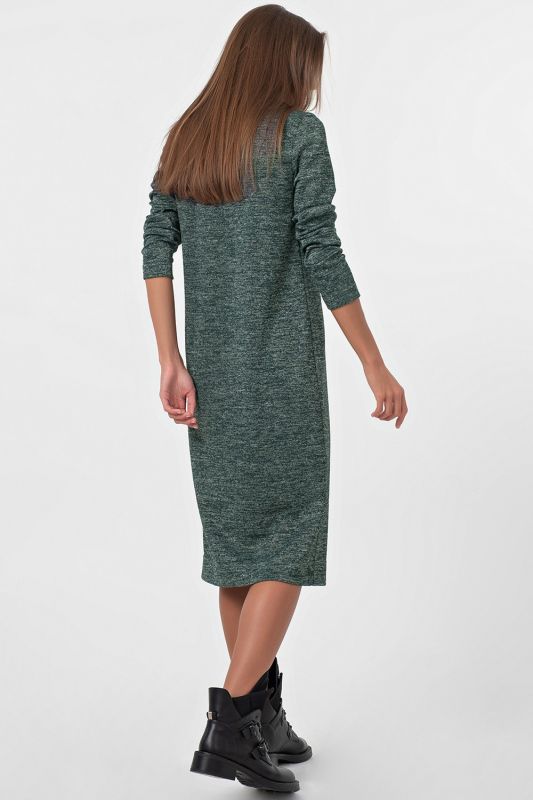 Warm dress with long sleeve gray-emerald melange