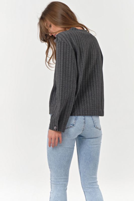 Free knitted sweater with stripes on dark gray