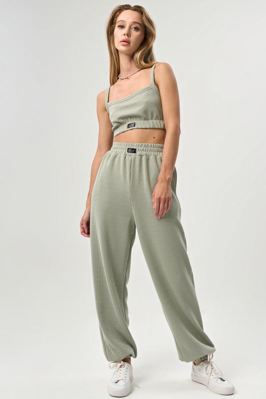 Sage textured knit pants