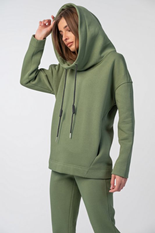 Warm sports suit made of fleece with fleece Olive