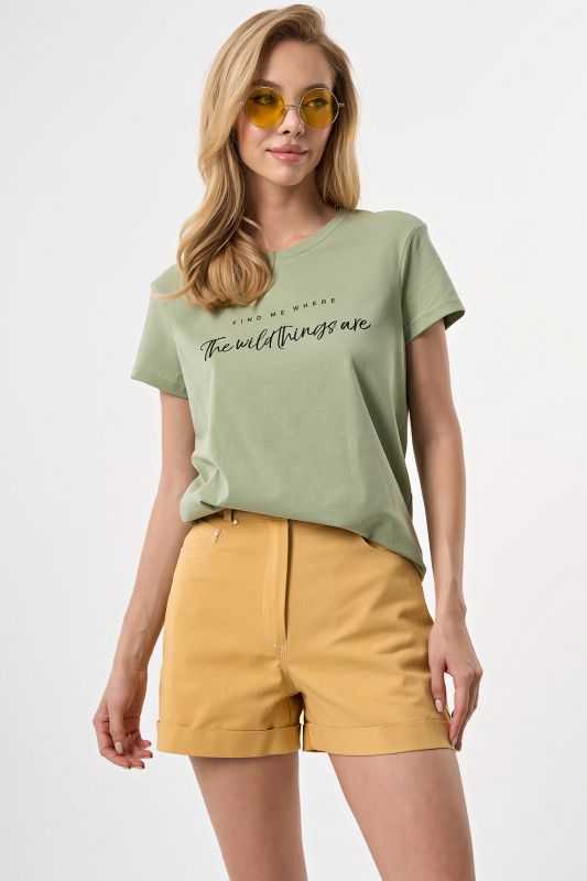 Cotton T-shirt with sage print