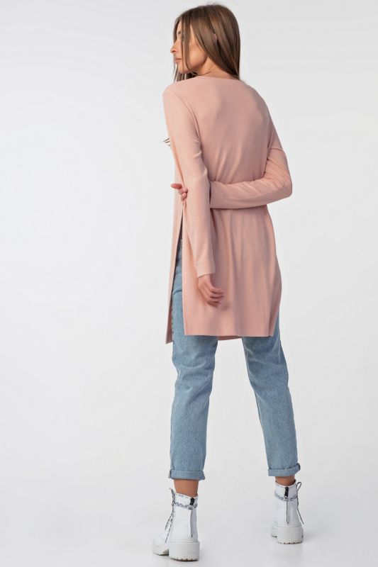 Peach knitted tunic with slits on sides