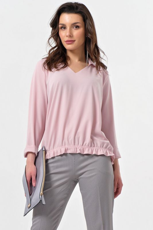 Office blouse with v-neck pink