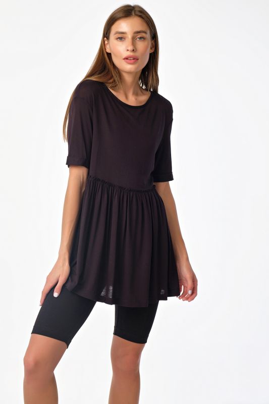 Black viscose long summer T-shirt