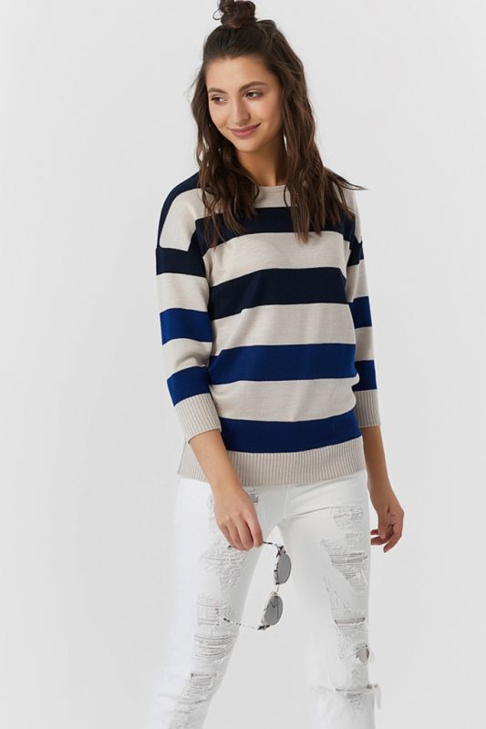 Classic striped knitted sweater blue