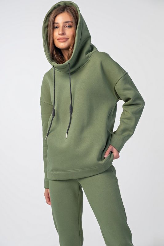 Warm sports suit made of fleece with fleece Olive