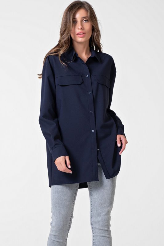 Long Straight Oversize Shirt Blue