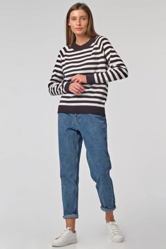 Free striped knitted sweater black and white