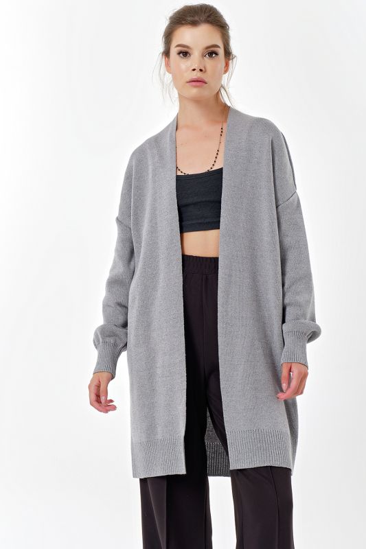 Long knitted cardigan in gray